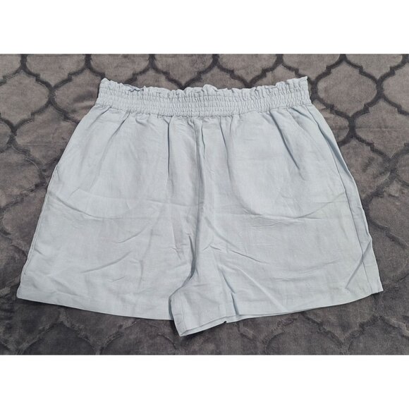 NWOT Womens BlankNYC Light Blue Elastic Waist Shorts L - Picture 1 of 5